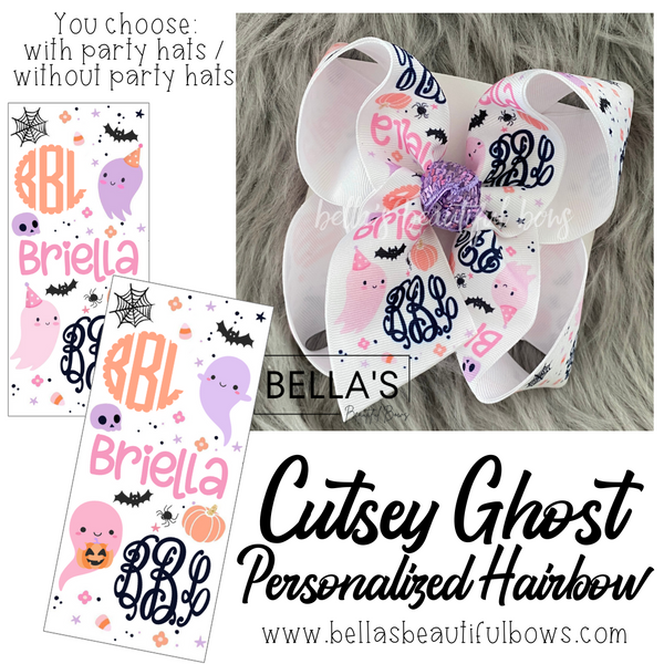 Personalized Cutesy Ghost Halloween Hairbow (Preorder)