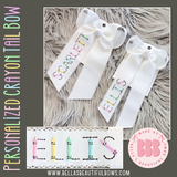 Personalized Crayon Embroidered Tail Bow