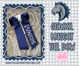School Mascot Embroidered Tail Bow