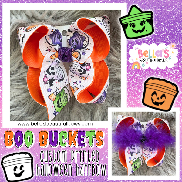 Boo Buckets Custom Printed Hairbow