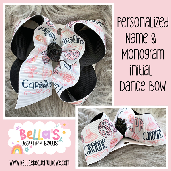 Name / Monogram Initial Personalized Dance Bow
