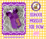 School Mascot Embroidered Tail Bow