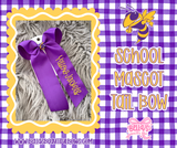 School Mascot Embroidered Tail Bow