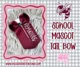 School Mascot Embroidered Tail Bow