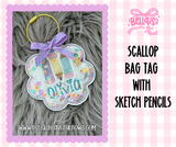 Scallop Bag Tag with Sketch Pencils