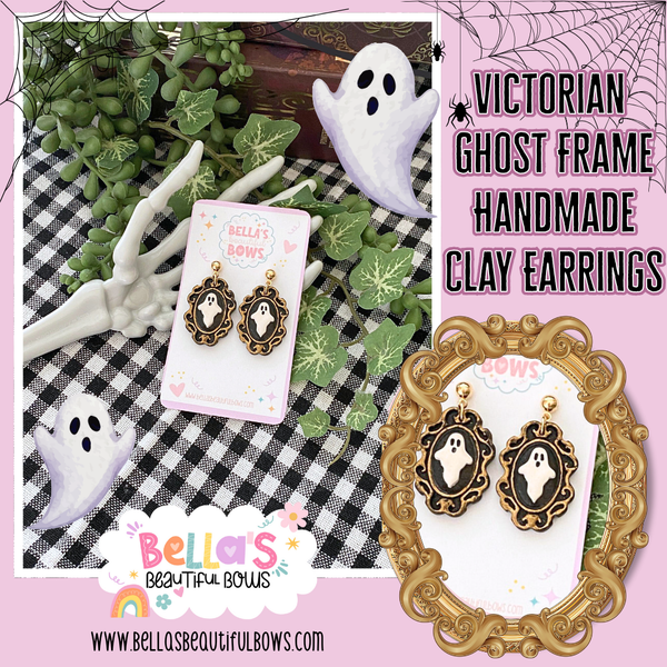 Victorian Ghost Frame Clay Earrings