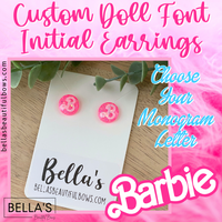 Barbie Doll Font Initial Earrings