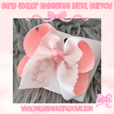 Curly Scallop Rhinestone Initial Hairbow