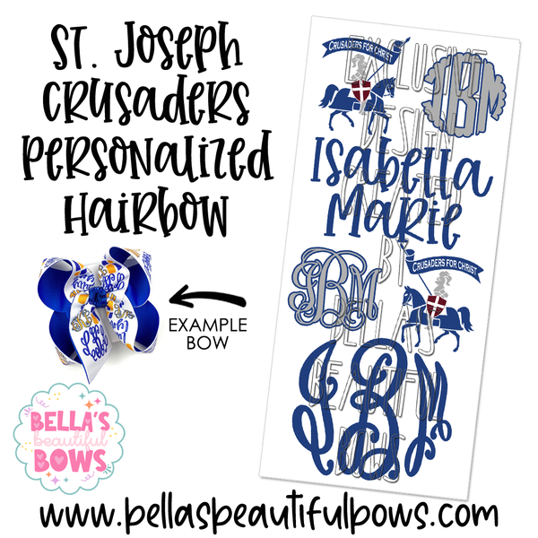 St Joseph Crusaders Personalized Hairbow